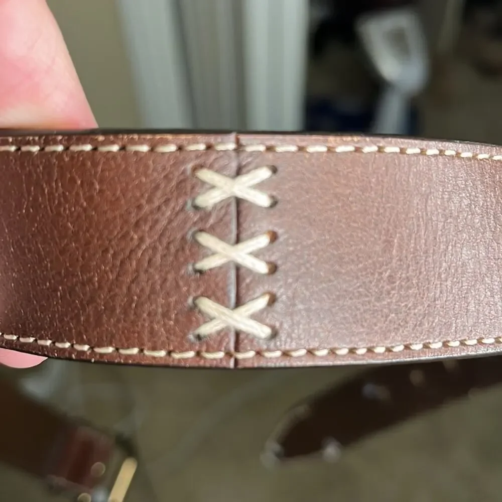Genuine Leather Western Style Belt Gold Buckle Kids Xtra Large (Or Womens Small)